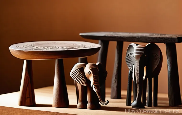 남수단의 공예품 및 기념품 - **Prompt:** A close-up, macro shot of vibrant and intricately designed traditional South Sudanese be...